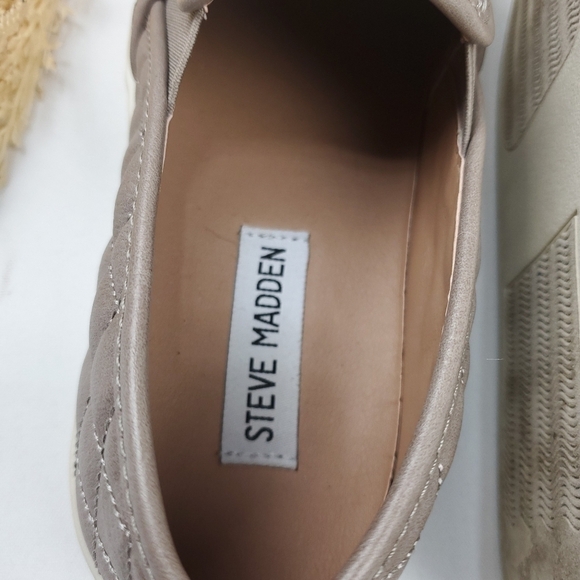 🔴 STEVE Madden Quilted Lether Grey Tan Loafers 6m - Picture 12 of 13